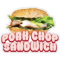 Amistad 16 in. Pork Chop Sandwich Decal Concession Stand Food Truck Sticker AM2016198